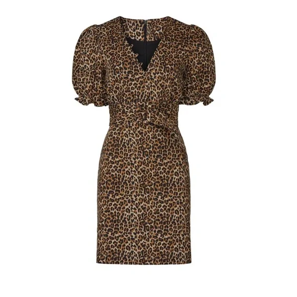 Marissa Webb Carly Canvas Brown Leopard Belted Dress - Picture 2 of 12